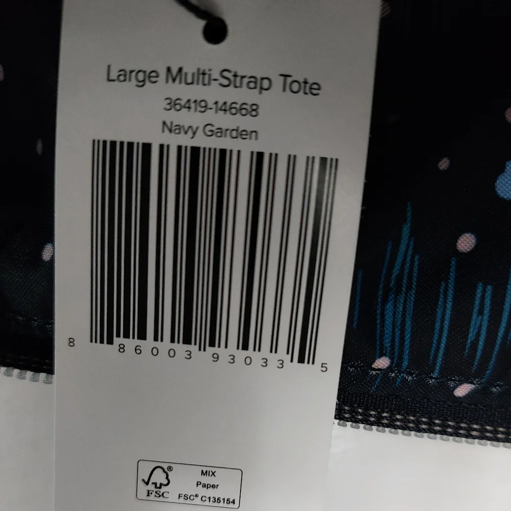 Vera Bradley Performance Twill Large Multi Strap Tote Navy Garden NWT - Picture 4 of 4